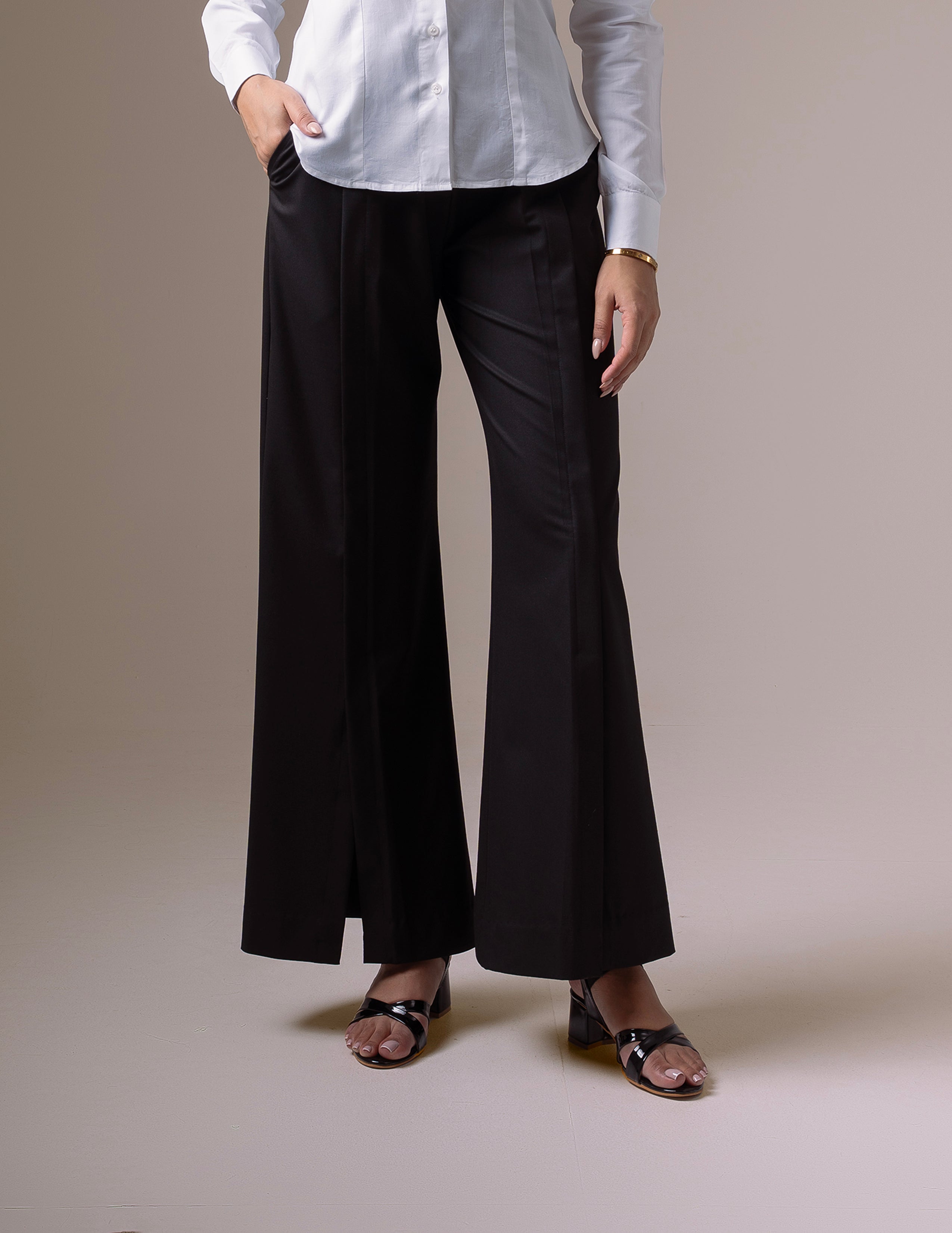 Black Wide-Leg Slit