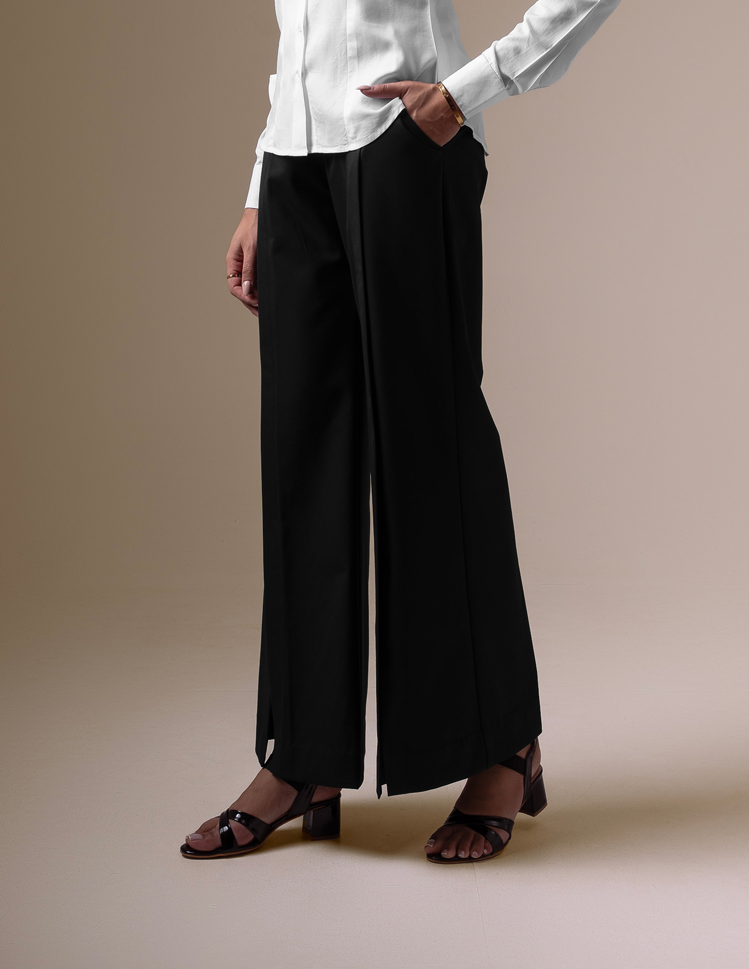 Black Wide-Leg Slit