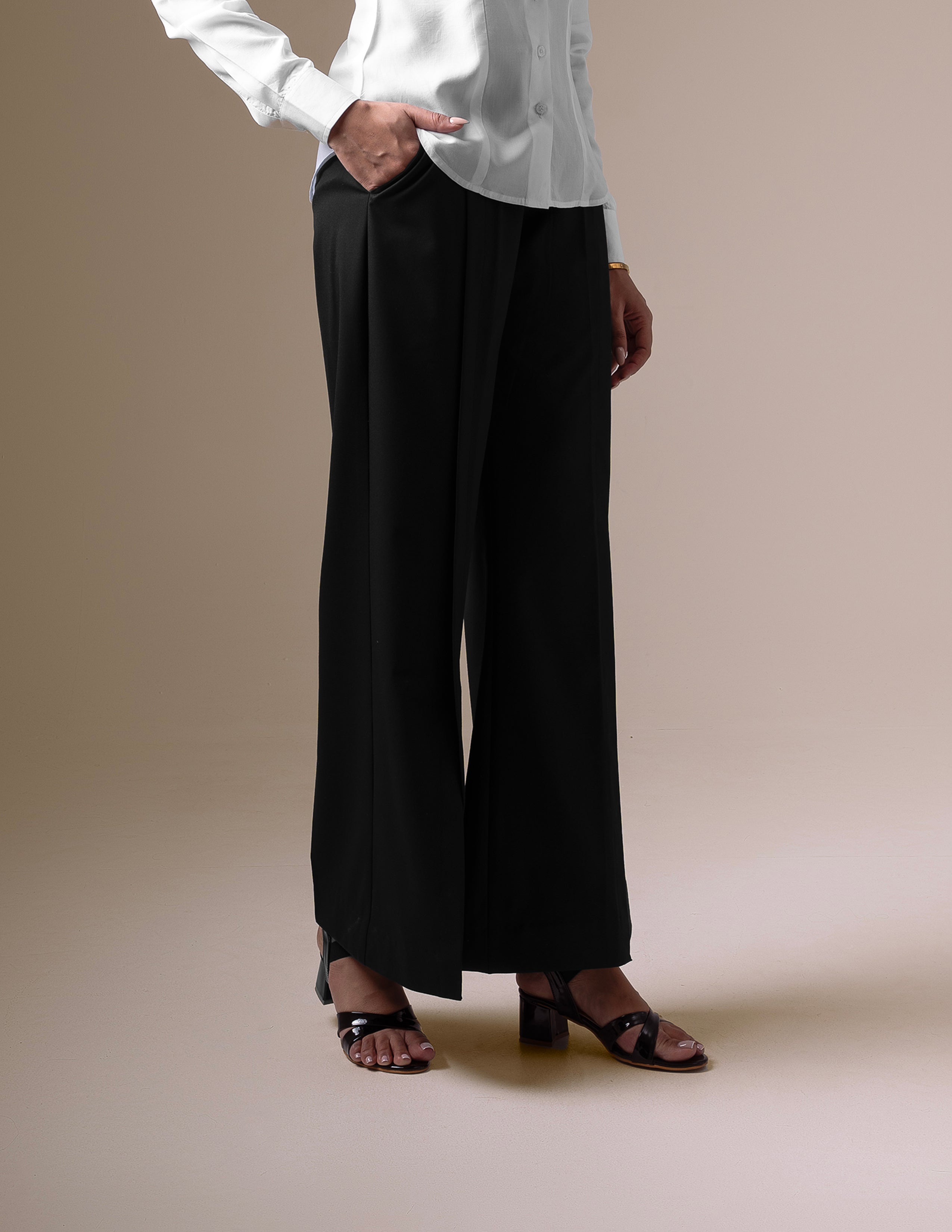 Black Wide-Leg Slit