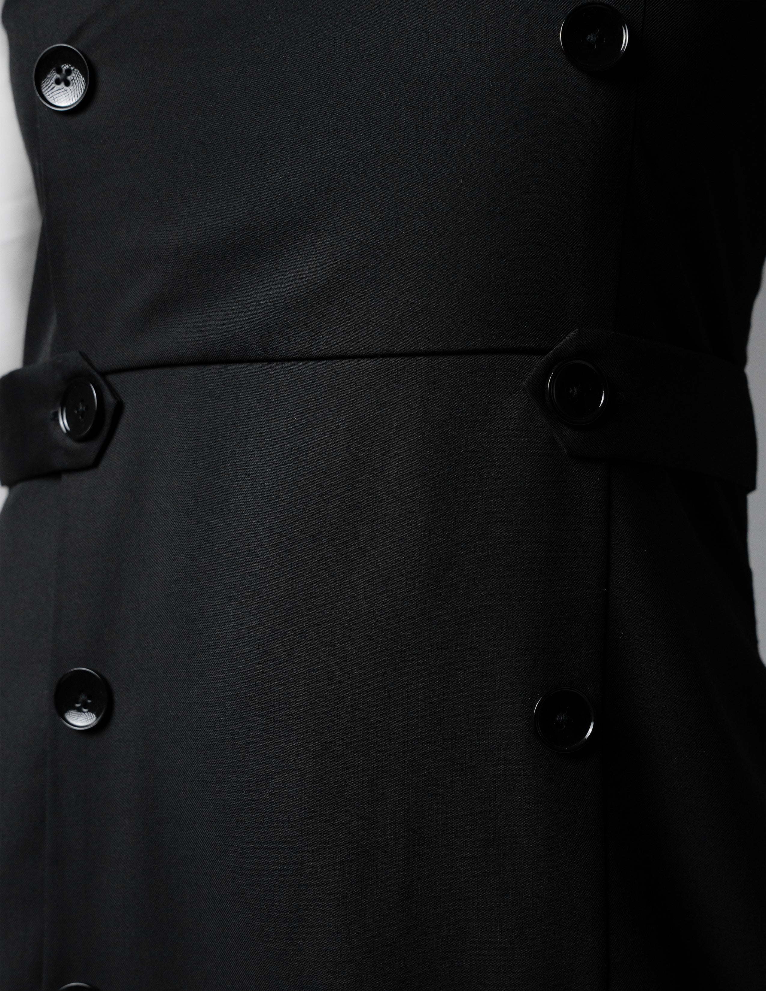 Black Double-Breasted Dress with White Classic Shirt